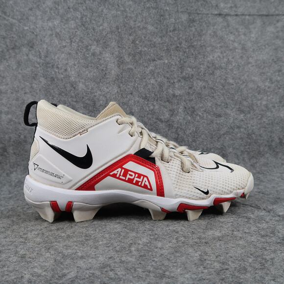 Nike Shoes Youth 4 Cleat Football Alpha Menace 3 Shark White Red Sport Athletic - Picture 1 of 12